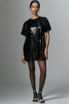 Maeve The Emmy Short-sleeve Swing Mini Dress By : Sequin Edition In Black