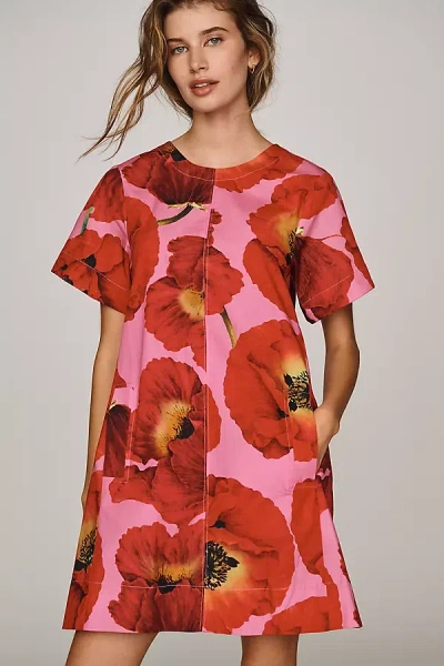 Maeve The Emmy Short-sleeve Swing Mini Dress By  In Red