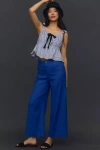 Maeve The Colette Cropped Wide-leg Pants By : Contrast-stitch Edition In Blue