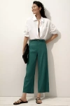 Maeve The Ettie High-rise Crop Wide-leg Pants By : Linen Edition In Blue