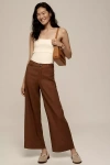 Maeve Ettie High-rise Crop Wide-leg Trousers: Linen Edition In Brown