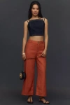 Maeve The Ettie High-rise Crop Wide-leg Pants By : Linen Edition In Orange