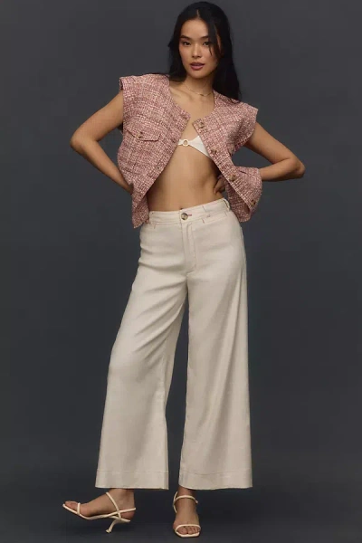 Maeve The Ettie High-rise Crop Wide-leg Pants By : Linen Edition In White