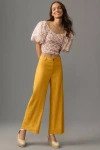 Maeve The Ettie High-rise Crop Wide-leg Pants By : Linen Edition In Yellow