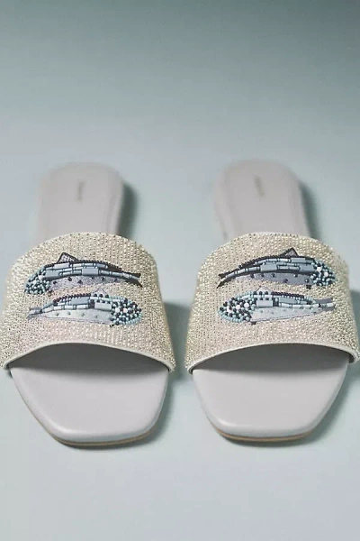 Maeve The Fiona Beaded Slide Sandals By  In Blue