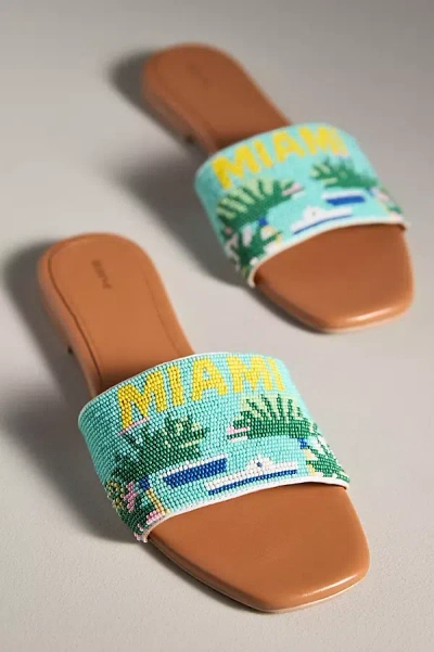 Maeve The Fiona Beaded Slide Sandals By  In Blue