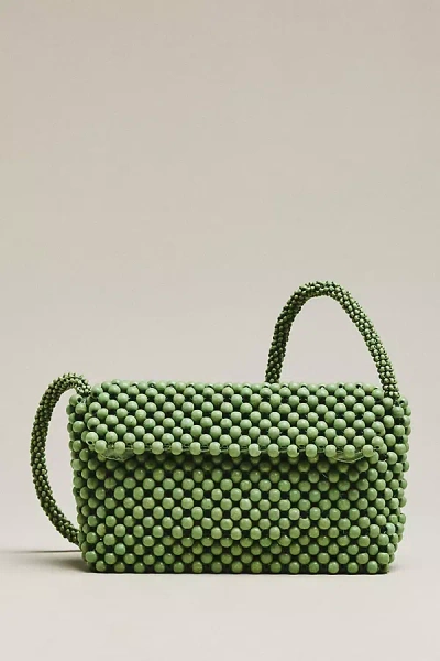 Maeve The Fiona Wood Beaded Shoulder Bag In Green
