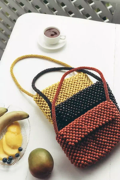 Maeve The Fiona Wood Beaded Shoulder Bag In Red