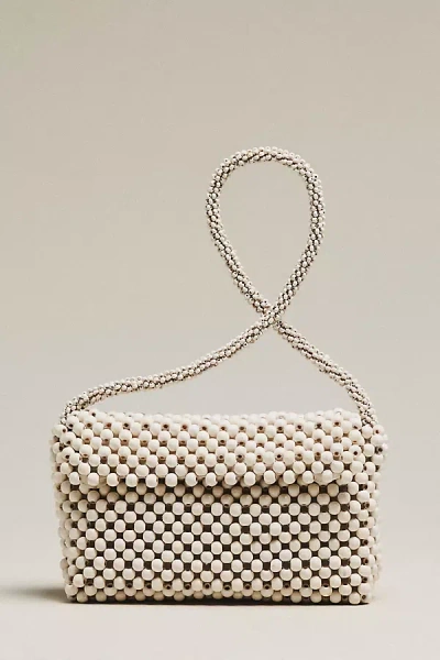 Maeve The Fiona Wood Beaded Shoulder Bag In White
