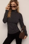 Maeve The Hailey Printed Long-sleeve Turtleneck Top By  In Multi