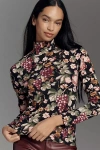Maeve The Hailey Printed Long-sleeve Turtleneck Top By  In Multi