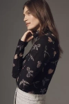 Maeve The Hailey Printed Long-sleeve Turtleneck Top By  In Black