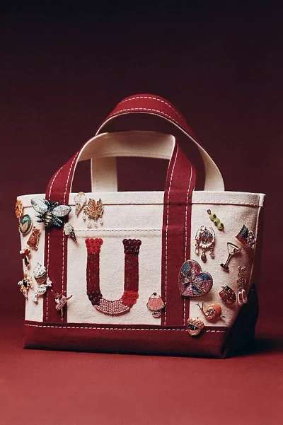 Maeve The Hartley Monogram Mini Canvas Tote By  In Red