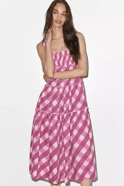 Maeve The Helena Square-neck Smocked Tiered Midi Dress In Multi