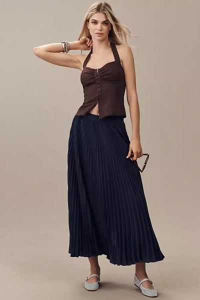 Maeve The Isobel Silky Pleated Skirt By  In Blue