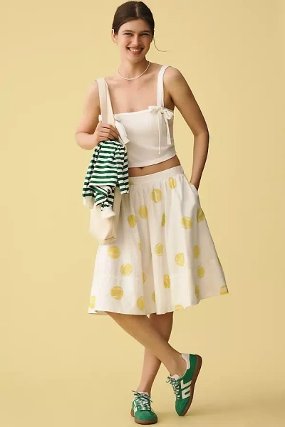 Maeve The Jacie Poplin Printed Knee-length Skirt By : Kate Schelter Edition In White