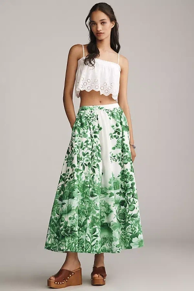 Maeve The Jacie Poplin Printed Maxi Skirt By  In Brown
