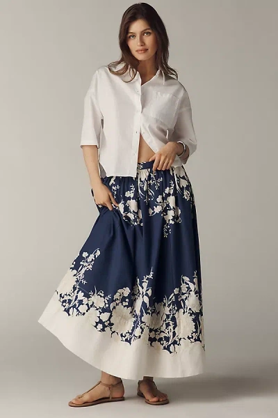Maeve The Jacie Poplin Printed Maxi Skirt By  In Blue