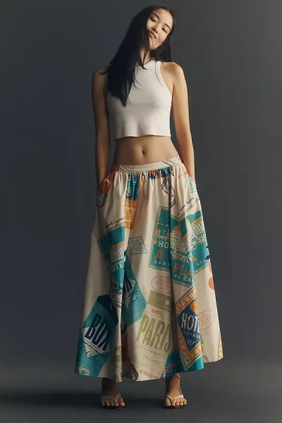 Maeve The Jacie Poplin Printed Maxi Skirt By  In Blue