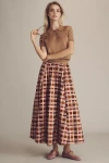 Maeve The Jacie Poplin Printed Maxi Skirt By  In Brown