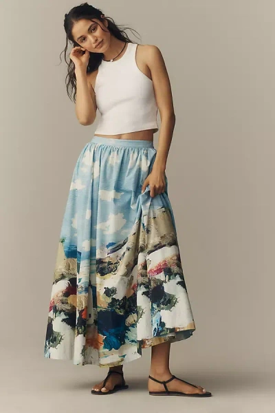 Maeve The Jacie Poplin Printed Maxi Skirt By  In Purple