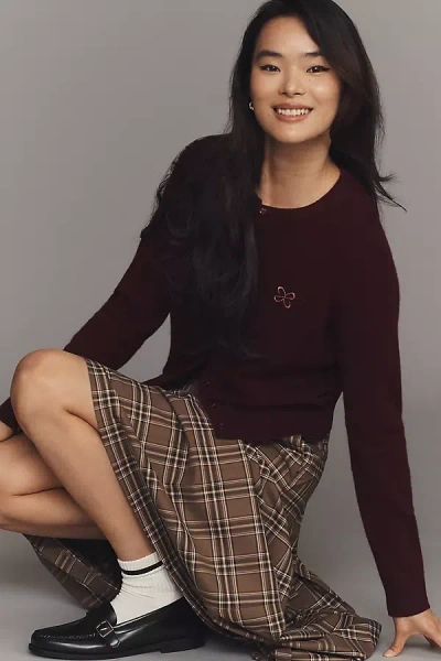 Maeve The Juliet Cashmere Cardigan Sweater: Logo Edition By  In Purple