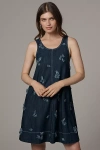 Maeve The Keiko Embroidered Denim Mini Dress By  In Blue