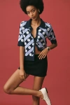 Maeve The Kinsley Collared Cropped Cardigan Sweater By  In Blue