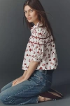 Maeve The Leandra Cashmere Shirred Yoke Blouse By  In White