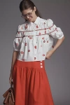 Maeve The Leandra Shirred Yoke Blouse By  In White