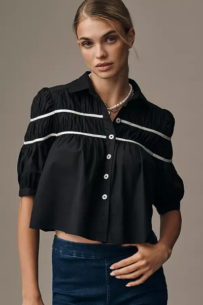 Maeve The Leandra Shirred Yoke Blouse By