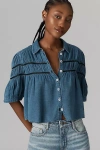 Maeve The Leandra Shirred Yoke Blouse By : Denim Edition