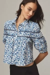 Maeve The Leandra Shirred Yoke Blouse By : Striped Hearts Edition