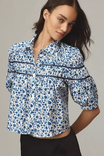 Maeve The Leandra Shirred Yoke Blouse By : Striped Hearts Edition
