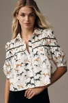 Maeve The Leandra Shirred Yoke Blouse By : Striped Hearts Edition
