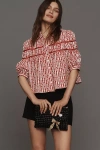 Maeve The Leandra Shirred Yoke Blouse By : Striped Hearts Edition In Multicolor