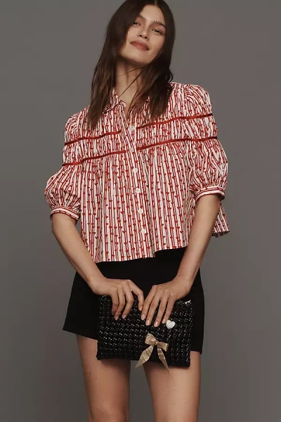 Maeve The Leandra Shirred Yoke Blouse By : Striped Hearts Edition In Multicolor