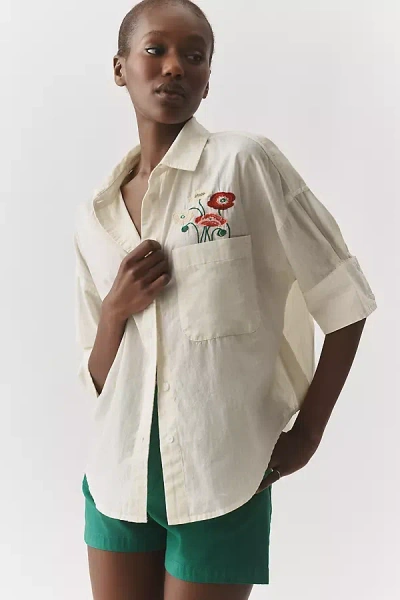 Maeve The Mabel Boxy Oxford Shirt By  Top In Brown