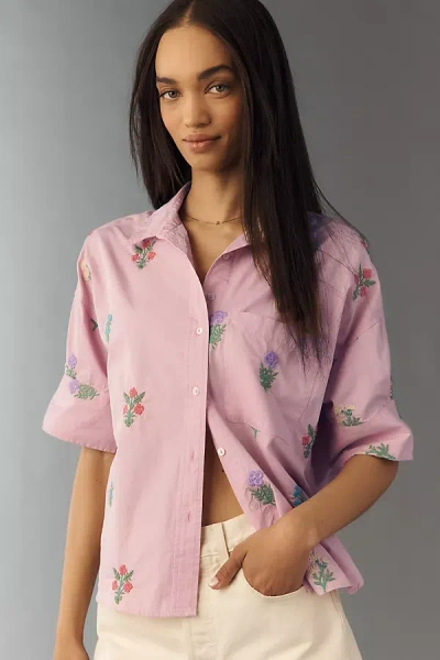Maeve The Mabel Boxy Oxford Shirt By  Top In Pink
