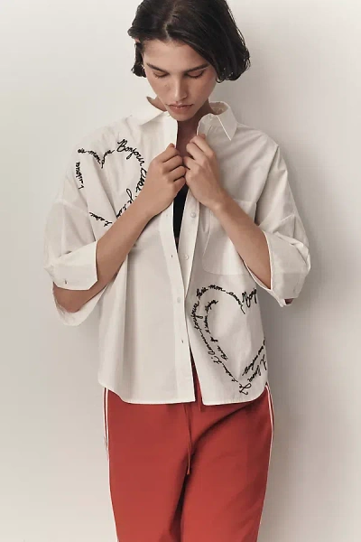Maeve The Mabel Boxy Oxford Shirt By  Top In White
