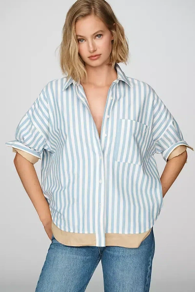 Maeve The Mabel Contrast-trim Boxy Oxford Shirt By  In Blue