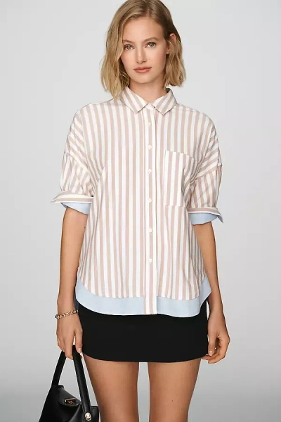 Maeve The Mabel Contrast-trim Boxy Oxford Shirt By  In Neutral