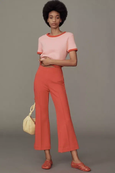 Maeve The Margot Kick-flare Cropped Pants By : Textured Edition In Red