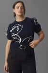 Maeve The Maxine Puff-sleeve Sweater Tee In Blue