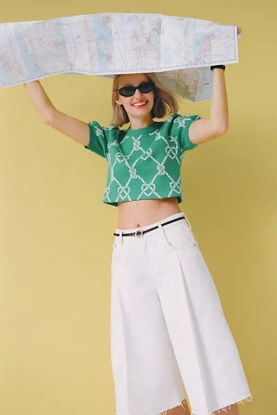 Maeve The Maxine Puff-sleeve Sweater Tee In Green