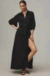 Maeve The Mona Linen Shirt Dress In Black