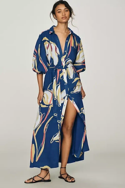 Maeve The Mona Linen Shirt Dress By  In Blue