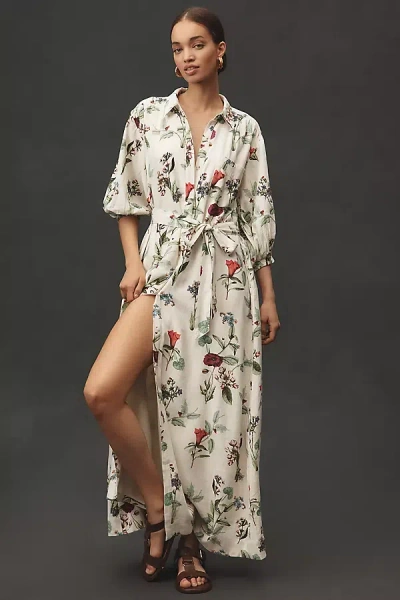 Maeve The Mona Linen Shirt Dress In White
