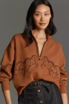 Maeve The Montana Mock-neck Half-zip Sweater By  In Brown