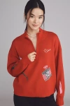 Maeve The Montana Mock-neck Half-zip Sweater By  In Red